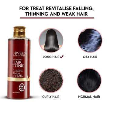 Jovees Herbal Revitalising Amla & Bael Hair Tonic | Gives Long, Strong & Thick Hair | For All Hair Types 200ml